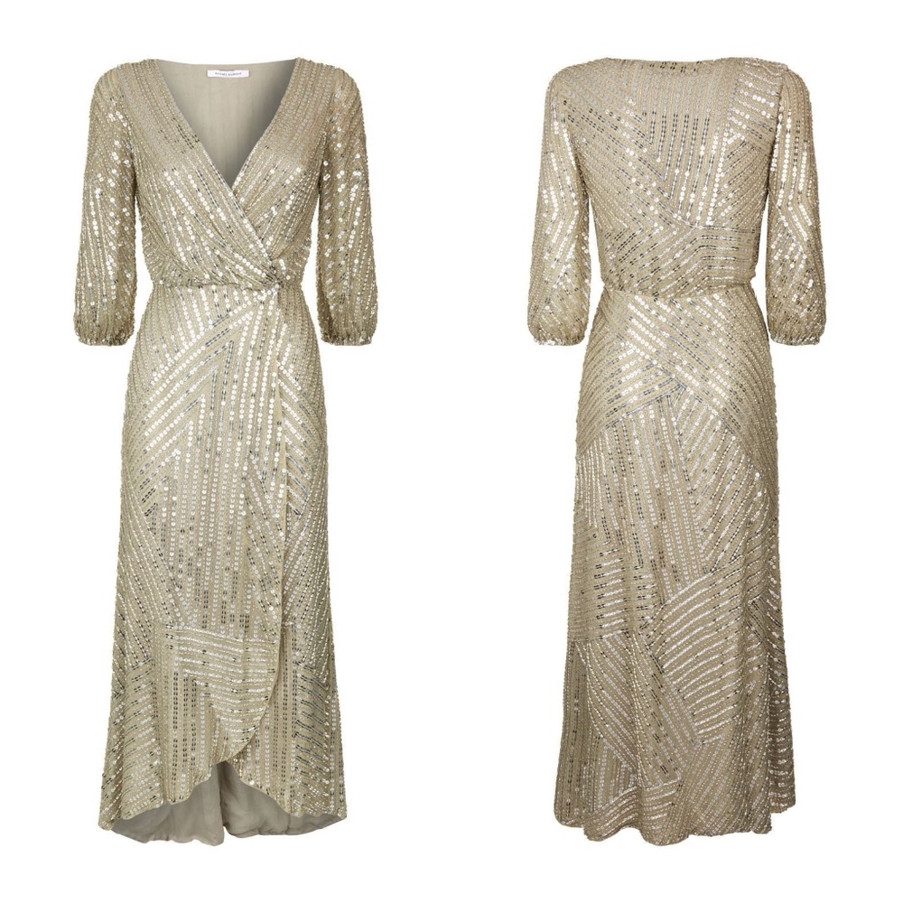 Rachel gilbert lovelle wrap beaded midi dress NO OFFERS CONSIDERED - Picture 4 of 12